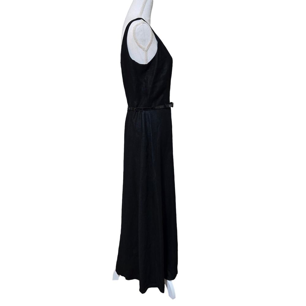 Laundry by Shelli Segal Vintage Linen Dress Size 10 Black Preppy Old Money Chic - Picture 4 of 10